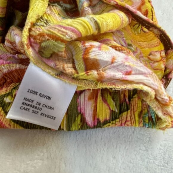 Haute Hippie Womens Floral Collared V-Neck Wrap Blouse Yellow Long Sleeve Boho - Picture 8 of 8